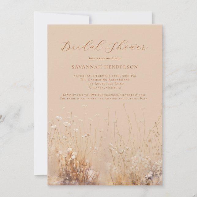 Invitación Tan and Cream Neutral Bridal Shower Invitation (Anverso)