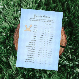 Invitación Tan Bunny Blue Argyle Adivinan El Juego De Las Car