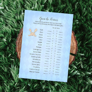 Invitación Tan Bunny Blue Argyle Adivinan El Juego De Las Car