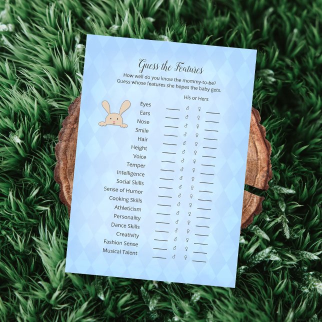 Invitación Tan Bunny Blue Argyle Adivinan El Juego De Las Car (Subido por el creador)