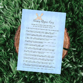 Invitación Tan Bunny Blue Argyle Nursery Rhymes Game