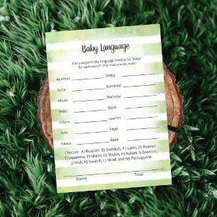 Invitación Tan Bunny Green Baby Language Game Card