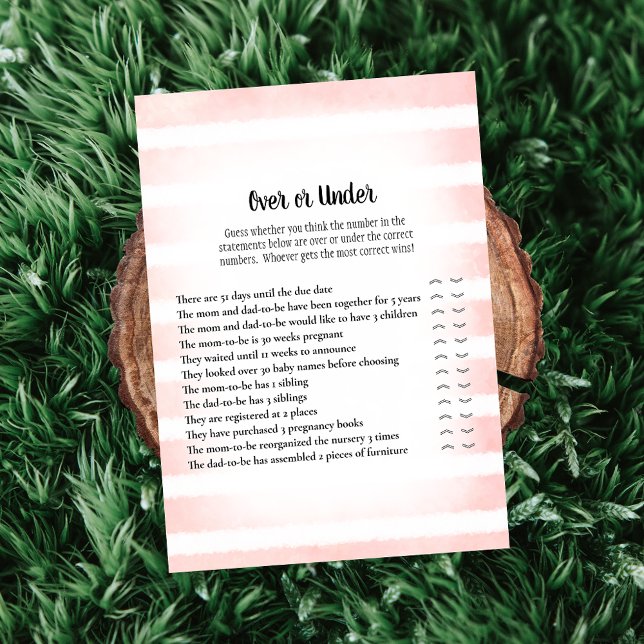 Invitación Tan Bunny Pink Over Under Baby Shower Game (Subido por el creador)