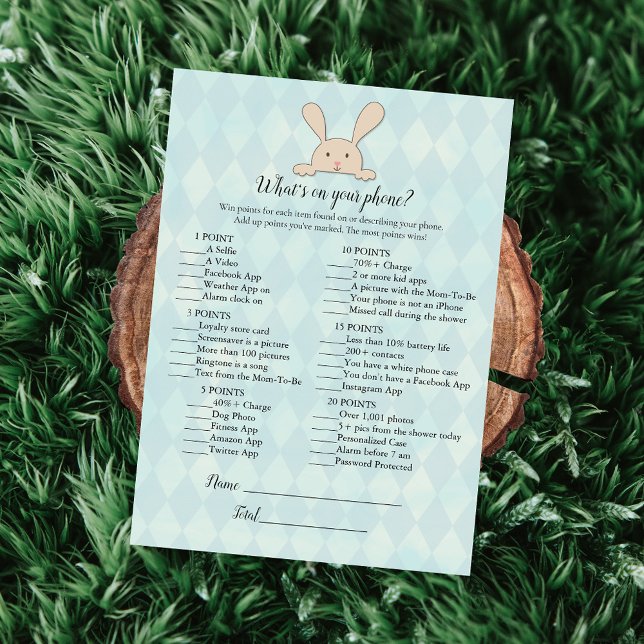 Invitación Tan Bunny Rabbit Aqua ¿Qué hay en tu juego de telé (Subido por el creador)