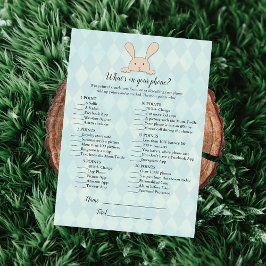 Invitación Tan Bunny Rabbit Aqua Qué Hay En Tu Teléfono Juego