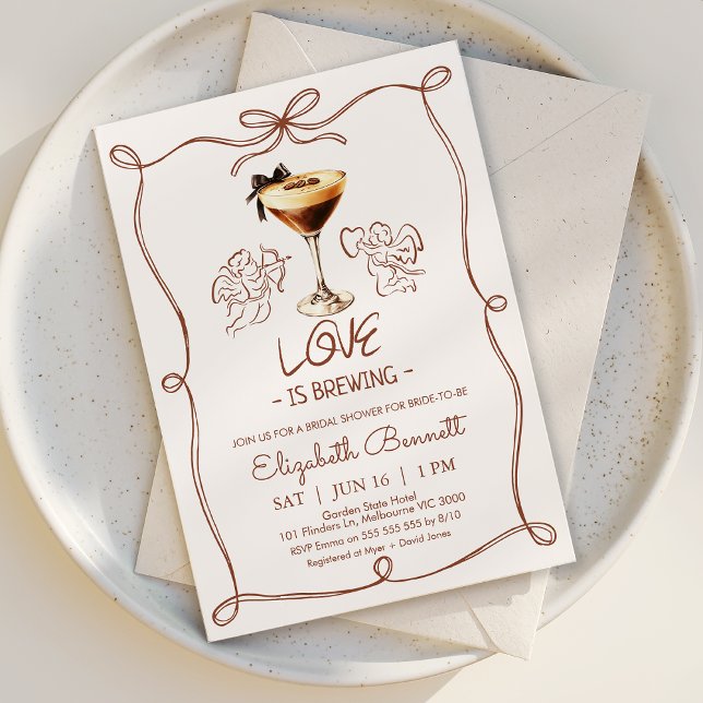 Invitación Tan caprichoso amor es producir ducha de novia (Whimsical Love Is Brewing Bridal Shower Invitation Template, Bridal Shower Love is Brewing Invite)
