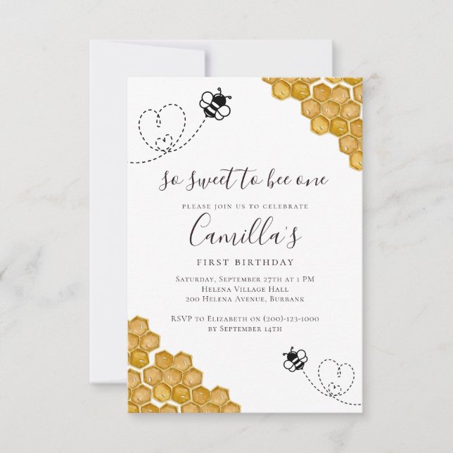 Invitación Tan dulce como ser fiesta de cumpleaños (Anverso)