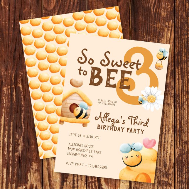 Invitación Tan dulce como ser tres Fiestas de cumpleaños (Subido por el creador)