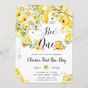 Invitación Tan dulce como ser una abeja dulce primer cumpleañ