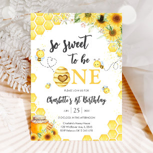 Invitación Tan Dulce Cumple Un Año Abeja Cumpleaños