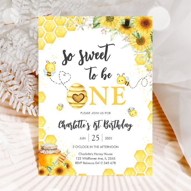 Invitación Tan Dulce Cumple Un Año Abeja Cumpleaños (Subido por el creador)