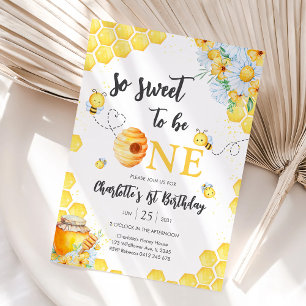 Invitación Tan Dulce Cumple Uno Abeja Cumpleaños