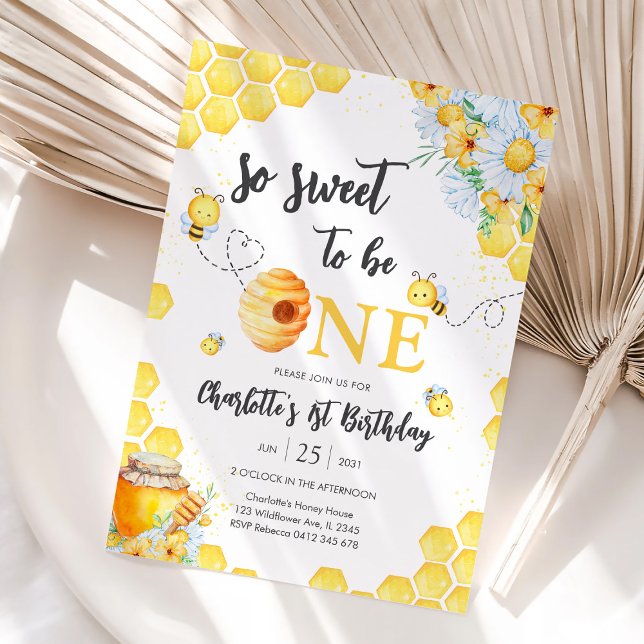 Invitación Tan Dulce Cumple Uno Abeja Cumpleaños (Subido por el creador)