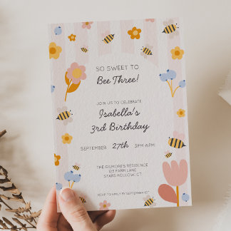 Invitación Tan Dulce Cumplir Tres Fiesta de Cumpleaños de Niñ
