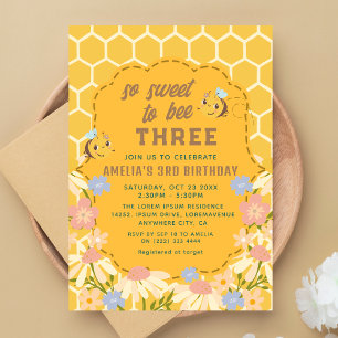 Invitación Tan dulce de ser la fiesta de cumpleaños de tres c