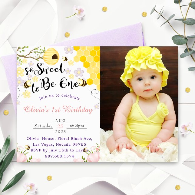 Invitación Tan dulce para ser una foto de primer cumpleaños (Subido por el creador)