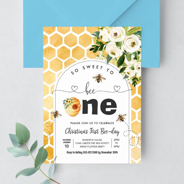 Invitación Tan Dulce Para Ser Uno Cumpleaños Temático De Abej (Subido por el creador)