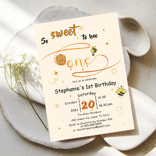 Invitación Tan Dulce Ser Una Hermosa Abeja En El Primer Cumpl
