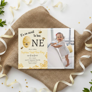 Invitación Tan Dulce Ser Uno Cumpleaños Primero Panal Foto