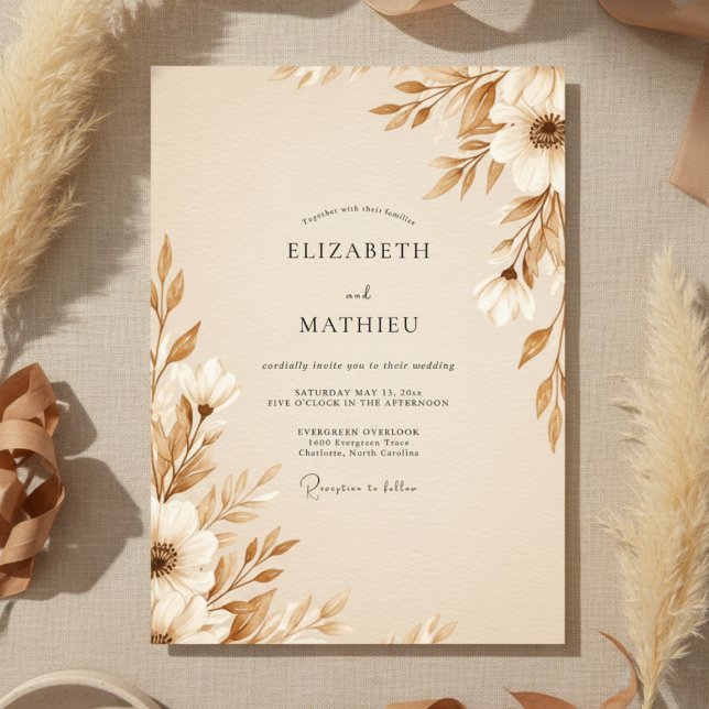 Invitación Tan Ethereal Botanical Wedding (Subido por el creador)