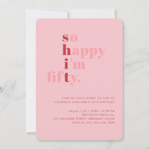 Invitación Tan Feliz Cumplo Cincuenta Cumpleaños Moderno Ro