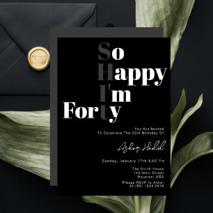 Invitación Tan Feliz Cumplo Cuarenta 40 Cumpleaños