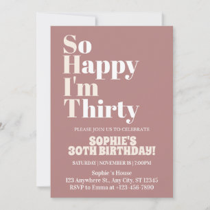 Invitación Tan Feliz Cumplo Treinta Cumpleaños 30 Años Fiesta