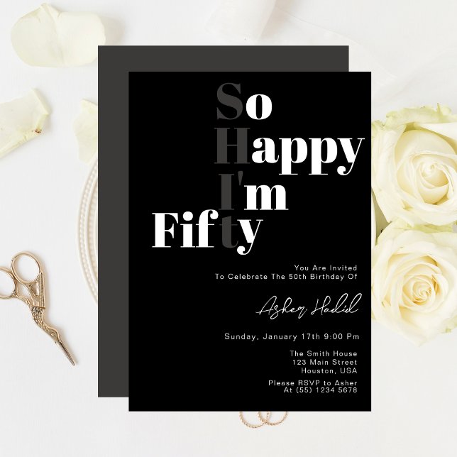 Invitación Tan feliz que soy la Fiesta de los 50 Años (Subido por el creador)