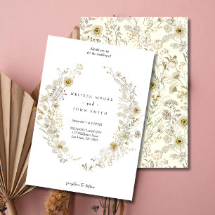 Invitación Tan Flora Boho Boda de flores silvestres