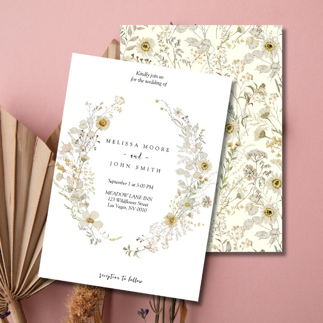 Invitación Tan Flora Boho Boda de flores silvestres (Subido por el creador)