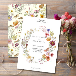 Invitación Tan Flora Boho Boda de flores silvestres