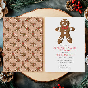Invitación Tan Gingerbread Man Cookie Exchange Navidades