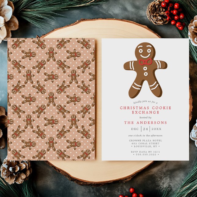 Invitación Tan Gingerbread Man Cookie Exchange Navidades (Subido por el creador)