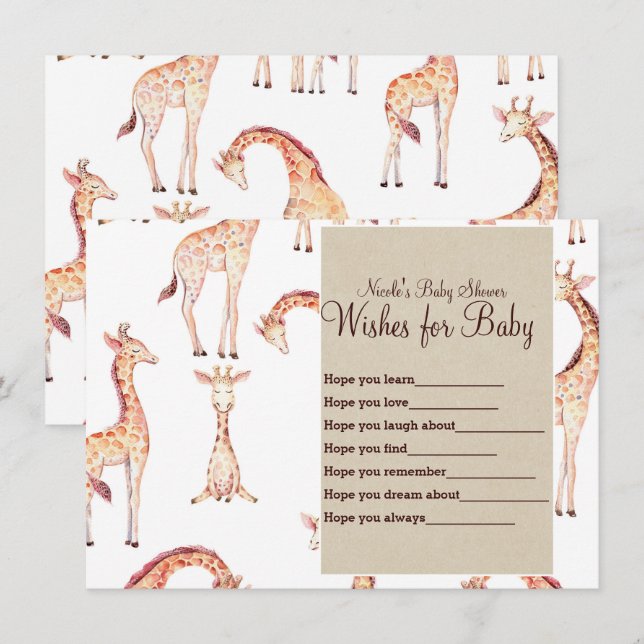Invitación Tan Giraffes y Kraft quiere un juego de Baby Showe (Anverso / Reverso)