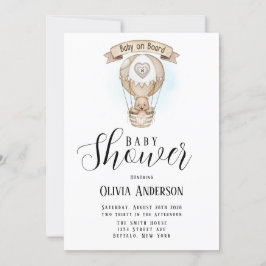 Invitación Tan globo aerostático Teddy Bear Baby Shower