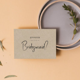 Invitación Tan Linen White Script Serás Mi Novia
