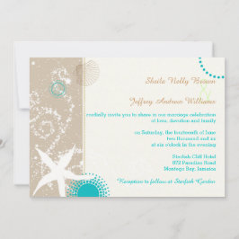Invitación Tan Marfil Verde azulado moderno matrimonio en la 