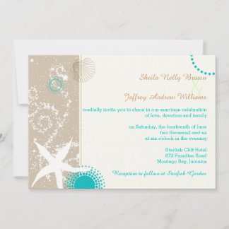 Invitación Tan Marfil Verde azulado moderno matrimonio en la 