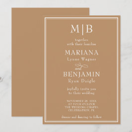 Invitación Tan Minimalista moderno Boda beige
