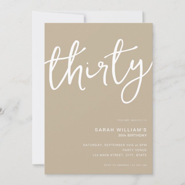 Invitación Tan moderno simple 30 cumpleaños (Anverso)