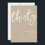 Invitación Tan moderno simple 30 cumpleaños<br><div class="desc">Simple y moderna invitación a la fiesta de cumpleaños número 30 con diseño minimalista con elegante tipografía manuscrita.</div>