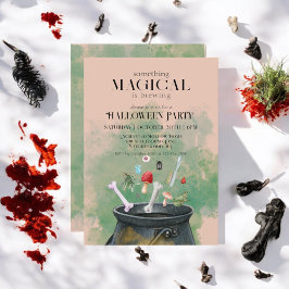 Invitación Tan Potions & Spells Wites Cauldron Halloween