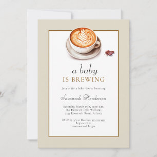 Invitación Tan Un Bebé Está Preparando La Copa De Café Baby S