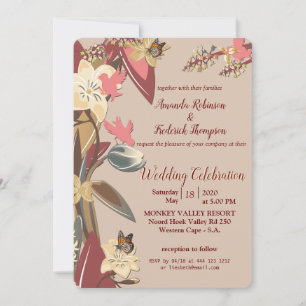 Invitación Tan - Vino de Marsala , Hues de Boda rosado