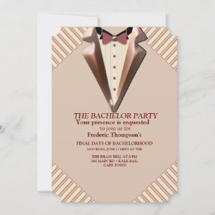 Invitación Tan - Vino Marsala - Moderno Hues Bachelor