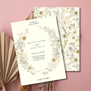 Invitación Tan White Flora Boho Boda de Flora Silvestre