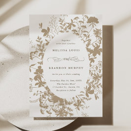 Invitación Tan White Wildflower Silhouette Boda