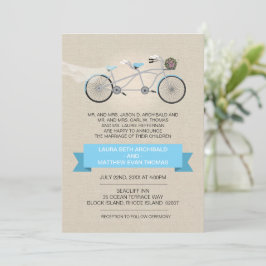 Invitación Tandem Bicycle Boda Faux Linen