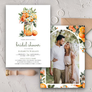 Invitación Tangerina Naranja de Cítricos Tarro de Mason Despe