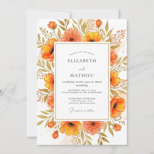 Invitación Tangerine Captivating Autumnal Wedding (Anverso)